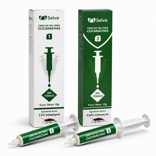 Selva: Cebo para eliminar CUCARACHAS desde la raíz (cada kit trae 2 jeringas: Paso 1 + Paso 2)